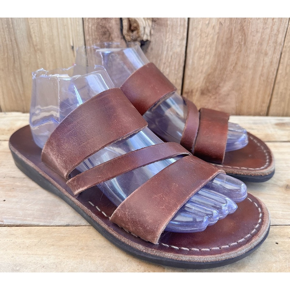 Camel Brand BOHO Sandals Slides Leather EU 42 US 8.5 Brown Preppy